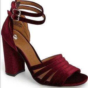 NWOT BP. Gaby Ruby Velvet Ankle Strap Block Pump